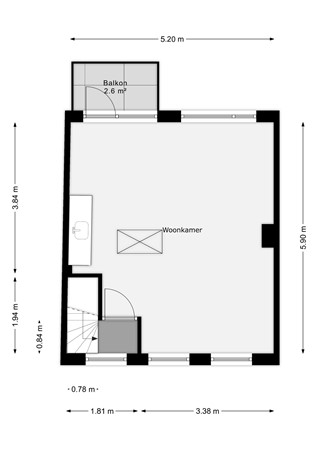 Floorplan - Oostdijk 74, 3261 KJ Oud-Beijerland